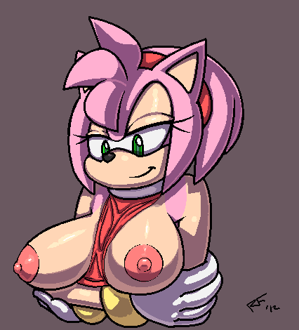 amy_rose anthro breasts female female_only fur hedgehog pink_hair r-fenrir solo sonic_(series)