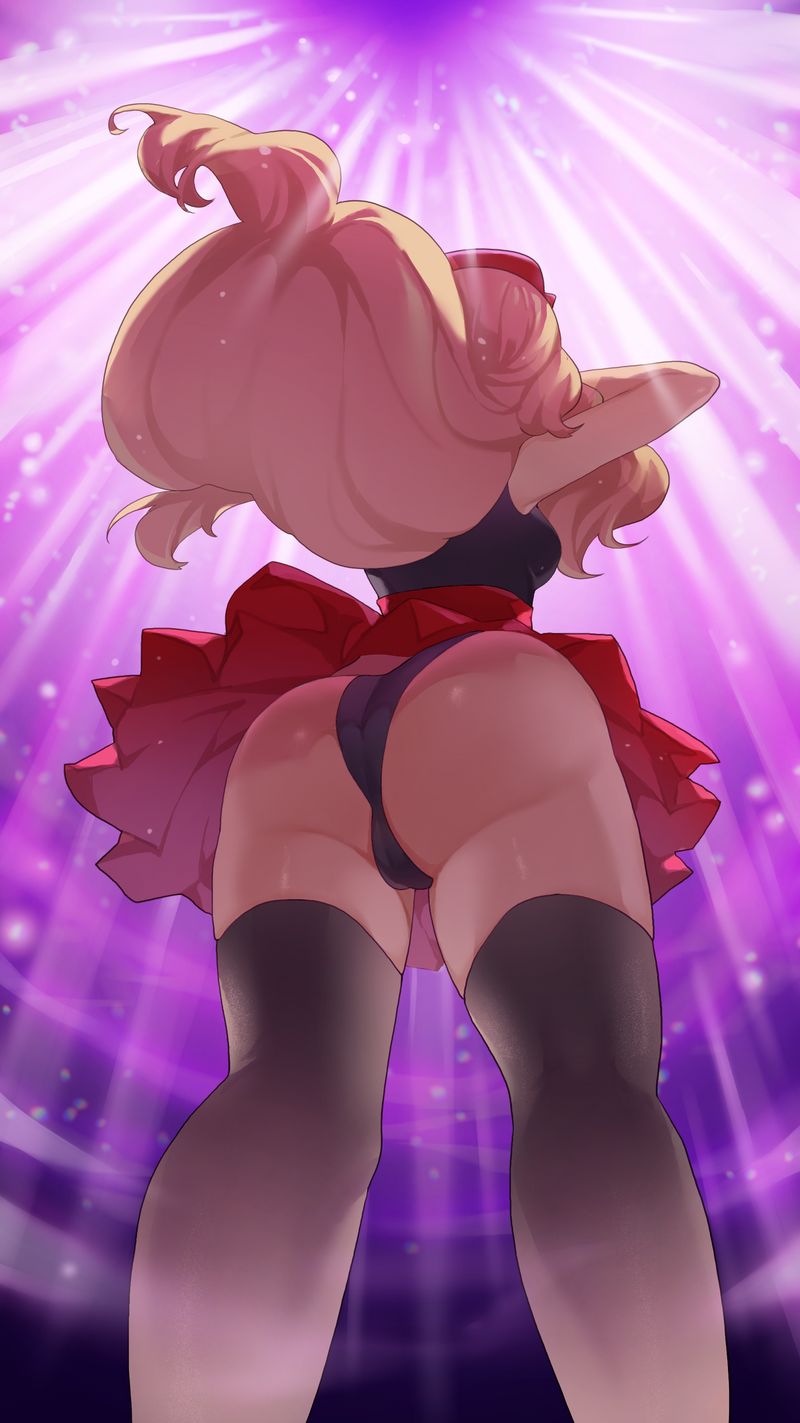 blonde_hair panties pokemon pokemon_xy serena_(pokemon) serena_(pokemon_games) skirt small_breasts stockings sumisumii thighs upskirt