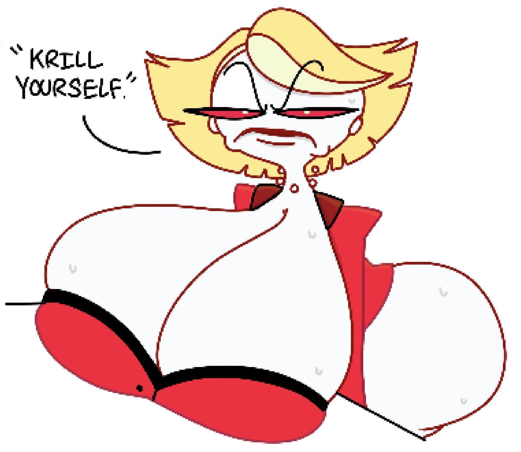 annoyed, annoyed expression, ass, bent over, breasts, female, hazbin hotel, katie killjoy, large areolae, large ass, large breasts, large butt, solo, solo female, theslashfive, vivienne medrano, vivziepop