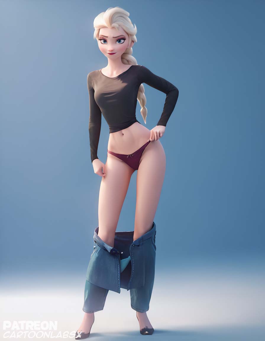 ai_generated disney disney_channel disney_princess elsa_(frozen) female frozen_(film) frozen_2 grabbing naked naked_female nude nude_female panties panties_around_leg panties_aside panties_down panties_removed pulling pulling_clothing pulling_down_pants pulling_panties stripping taking_clothes_off taking_off_panties