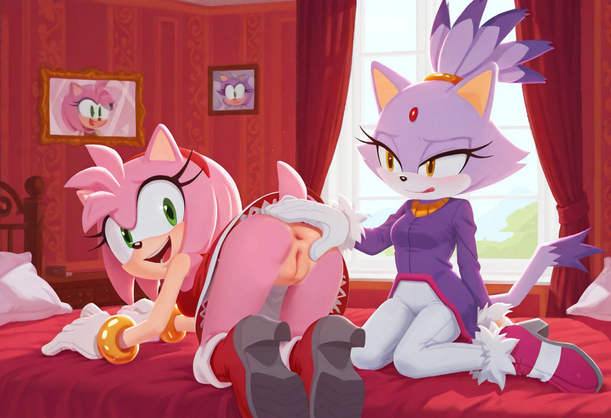 2girls, ai generated, amy rose, anus, ass, blaze the cat, cat girl, catgirl, female, hedgehog girl, princess, pussy, sexy, sonic (series), sonic the hedgehog (archie), sonic the hedgehog (comics), sonic the hedgehog (idw), sonic the hedgehog (series), thesoniks, vagina, yuri