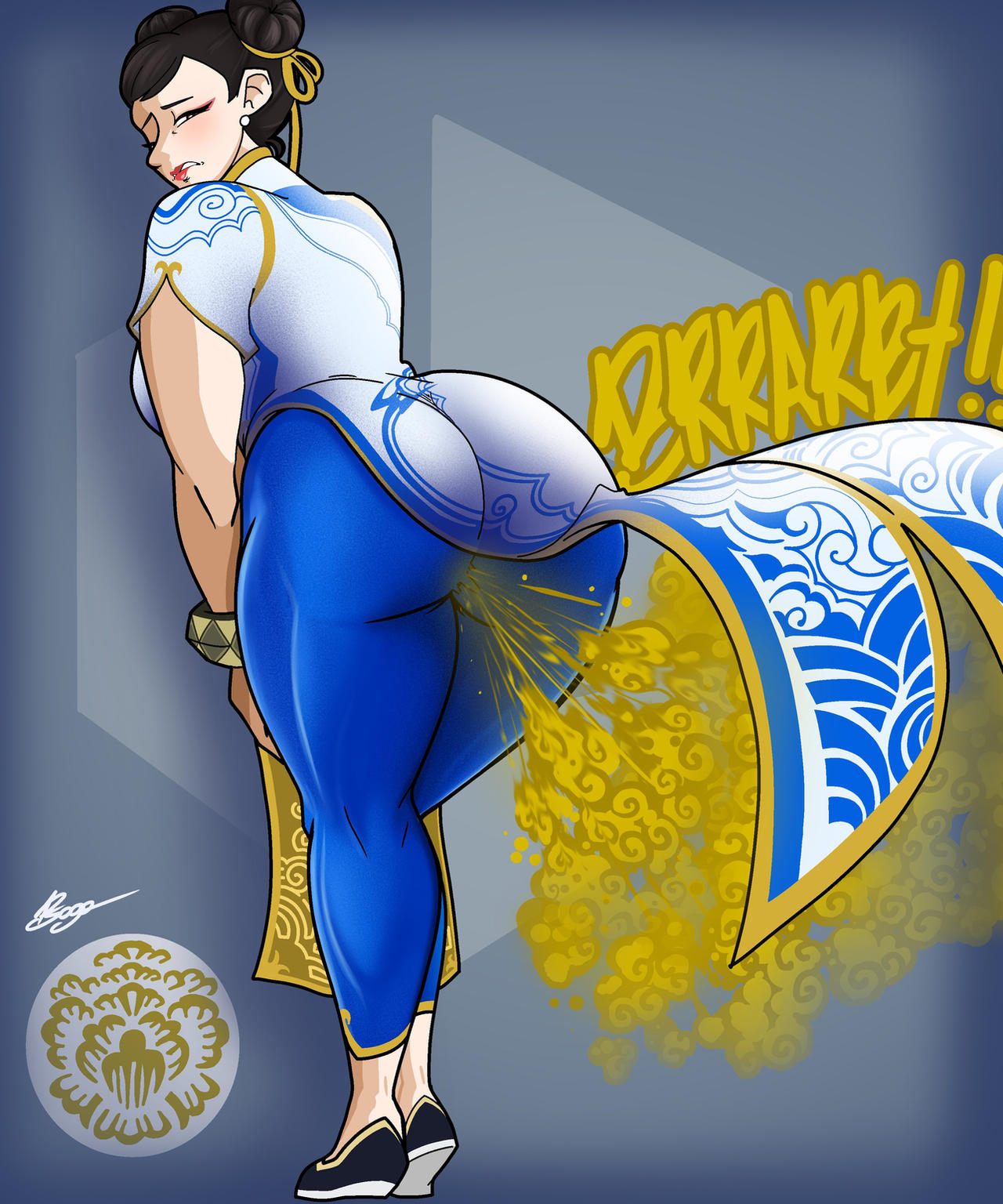 chinese_clothes chun-li chun-li_(street_fighter_6) embarrassed_female fart fart_cloud fart_fetish reupload street_fight street_fighter thepervysage thick_ass thick_thighs traditional_clothes voluptuous_female