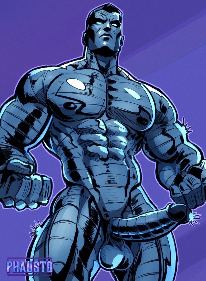 abs aroused biceps black_hair cock colossus erect_penis erection male male_only marvel marvel_comics metallic_body muscles muscular muscular_male pecs penis phausto piotr_rasputin serratus_anterior testicles uncensored x-men