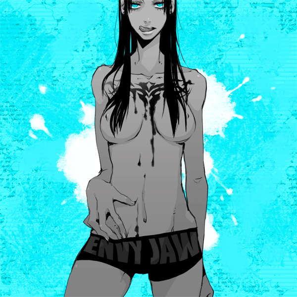 1girls alex_benedetto black_hair blue_eyes breasts female female_only gangsta long_hair medium_breasts navel nipples solo