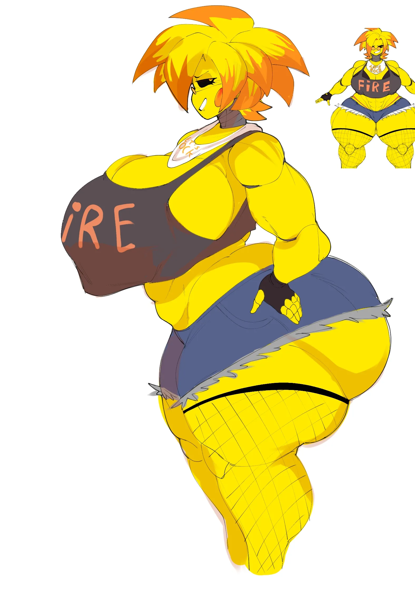 animatronic, animatronic female, beakless, big ass, big breasts, big butt, chicken, chicken girl, female, five nights at freddy's, five nights at freddy's 2, fnaf, glasses, kuroameart, muscular, pegaka (artist), phasianid, robot, robot girl, scottgames, solo, toy chica (fnaf), toy chica (thebigtoychica), yellow, yellow skin