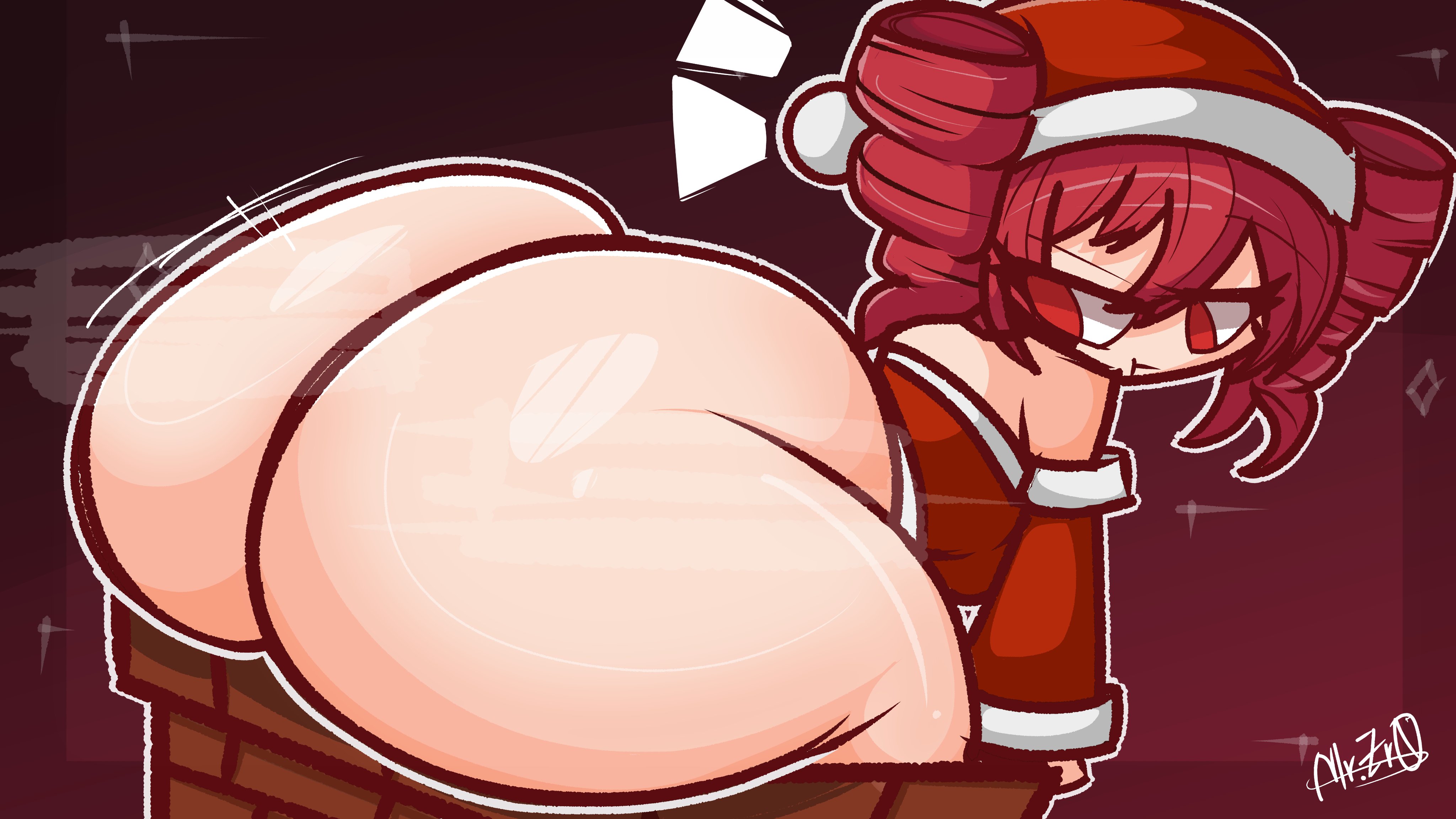 1girls, 2d, 2d (artwork), ahoge, annoyed, annoyed expression, artist name, artist signature, ass, ass bigger than head, ass bigger than torso, ass crack, ass focus, back, back view, big ass, big thighs, breedable hips, bubble ass, bubble butt, chimney, christmas, christmas clothing, christmas outfit, completely nude, curvaceous, curvy, curvy female, curvy figure, enormous ass, eyelashes, fat ass, fat thighs, female, female only, functionally nude, gigantic ass, gigantic thighs, gluteal fold, huge ass, huge thighs, hyper, hyper ass, kasane teto, large ass, large thighs, looking back, massive ass, massive thighs, mesmerizing ass, motion lines, mr.zr0, nude, nude female, oversized butt, plapbait, plump, plump ass, plump thighs, pout, pouting, presenting, presenting ass, presenting hindquarters, red eyes, red hair, round ass, santa dress, santa hat, shiny skin, solo, solo female, stuck, stuck in chimney, sweat, sweating, thick ass, thick thighs, thighhighs, thighs, twin drills, utau, voluptuous, voluptuous female, white hair, wide hips, wobble meat