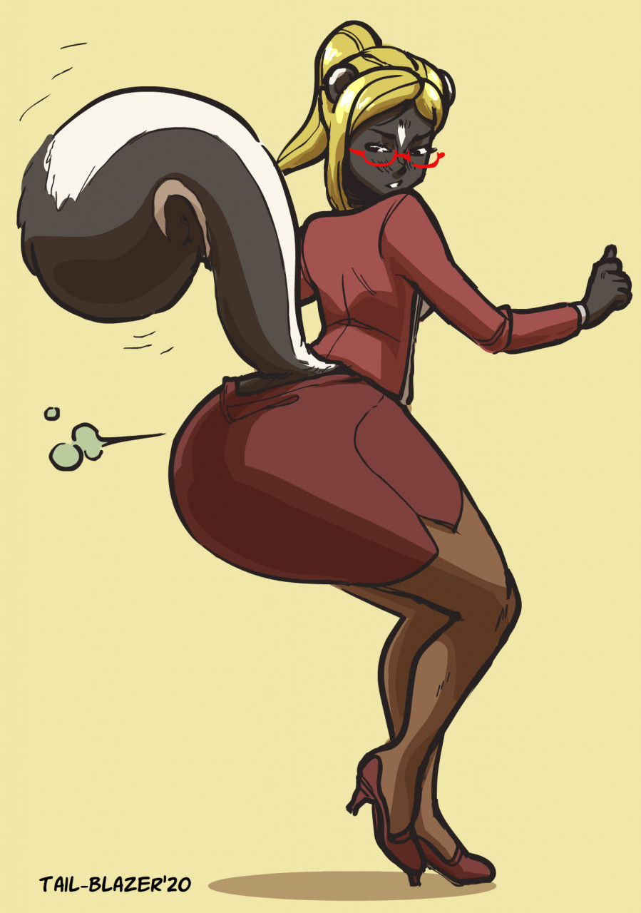 1girls, 2d, 2d (artwork), akiyama kaede, angry, angry face, annoyed, annoyed expression, anthro, anthro female, anthro only, anthro transformation, artist logo, artist name, artist signature, ass, ass bigger than head, ass focus, bending over, big ass, big hips, big thighs, black and white fur, black blush, black blush lines, black eyes, black fur, blonde female, blonde hair, blush, blush lines, blushing female, booty, booty focus, clothed, clothed female, fart, fart cloud, fart fetish, farting, female, female focus, furaffinity, furaffinity link, furry, furry female, furry only, gas, gassy, gassy ass, gassy female, glasses, glasses on face, green fart, green gas, heels, high heels, hips, hips wider than shoulders, human face, kengan (series), kengan ashura, looking at own ass, looking at own butt, looking back, looking back at self, office clothing, office lady, office skirt, pantyhose, red glasses, red skirt, red suit, shoes, short hair, showing ass, showing off, skunk, skunk ears, skunk girl, skunk spray, skunk stripe, skunk tail, smell, smelly, smelly ass, smelly farts, stink, stink fumes, stinky, stinky ass, stinky fart, tail-blazer, tf, thick, thick ass, thick hips, thick thighs, thighs, thighs bigger than head, tooting, transformation, transformed, transformed female, yellow background