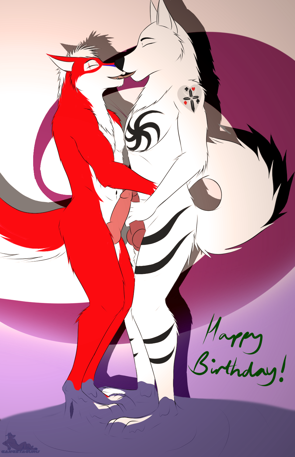 2015 anka anthro canine colt.45 gangstaguru goo happy_birthday kissing male mammal penis sticky wolf wolfsky wusky yaoi young