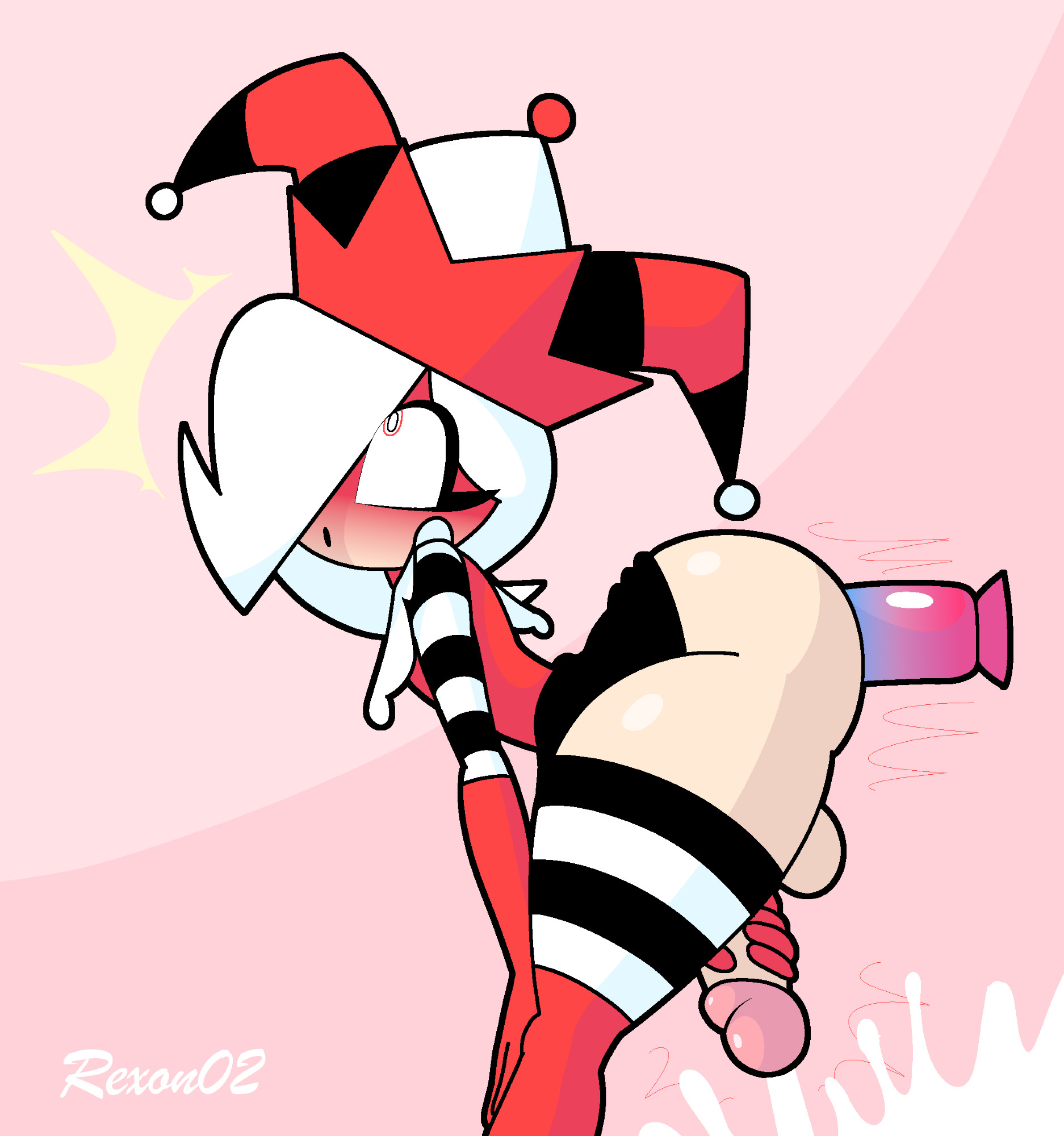 1boy, ahe gao, anal, anal sex, clown, cum, dildo, femboy, gay, gloves, harlequin, hat, masturbation, rex the clown (rexon02), rexon02, stockings, tagme, thighhighs, twink