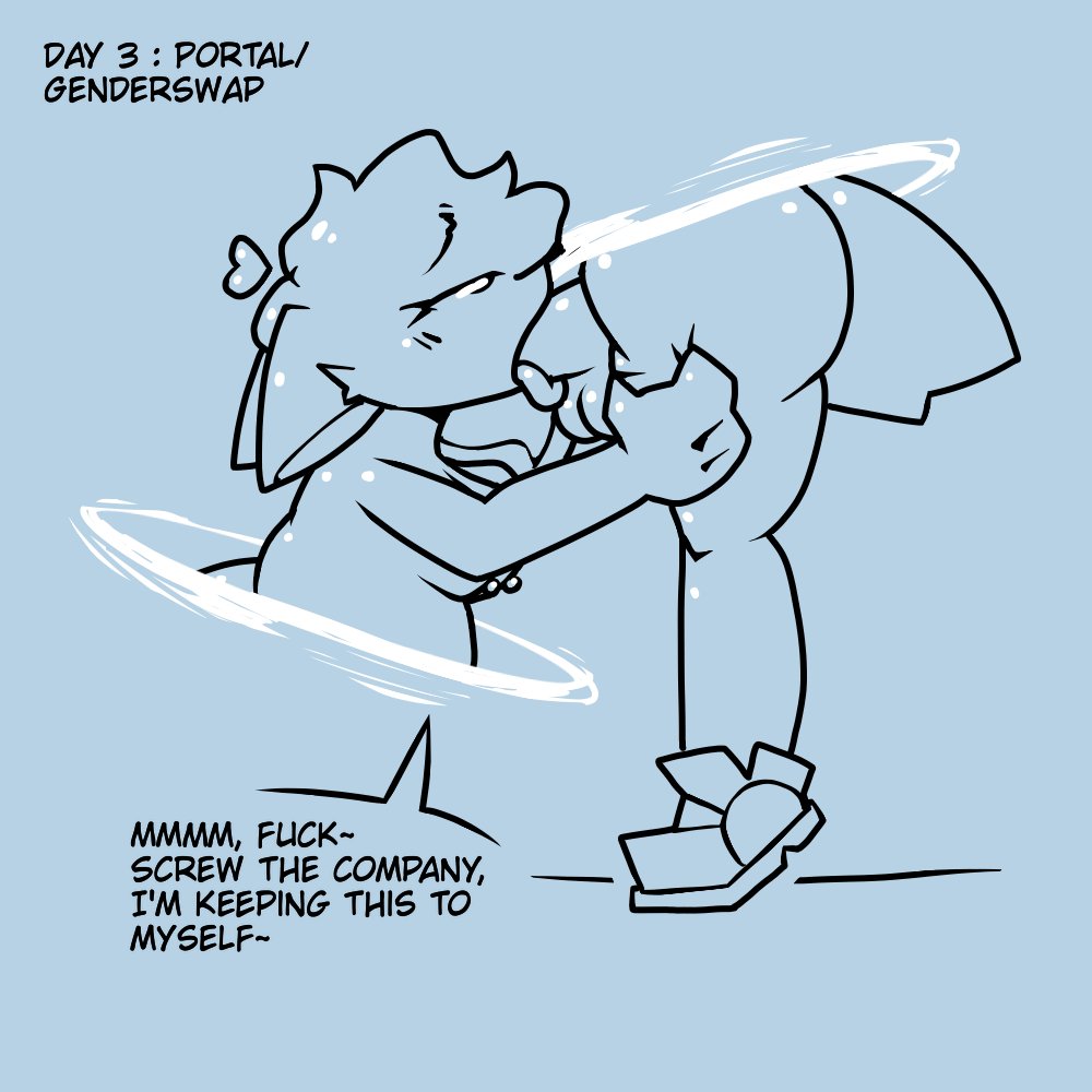 anthro, artist request, autofellatio, dickgirl, furry, furry ears, futanari, grabbing leg, grabbing own leg, masturbation, portal, portal (object), portal masturbation, self sucking, self upload, suta-star, tail