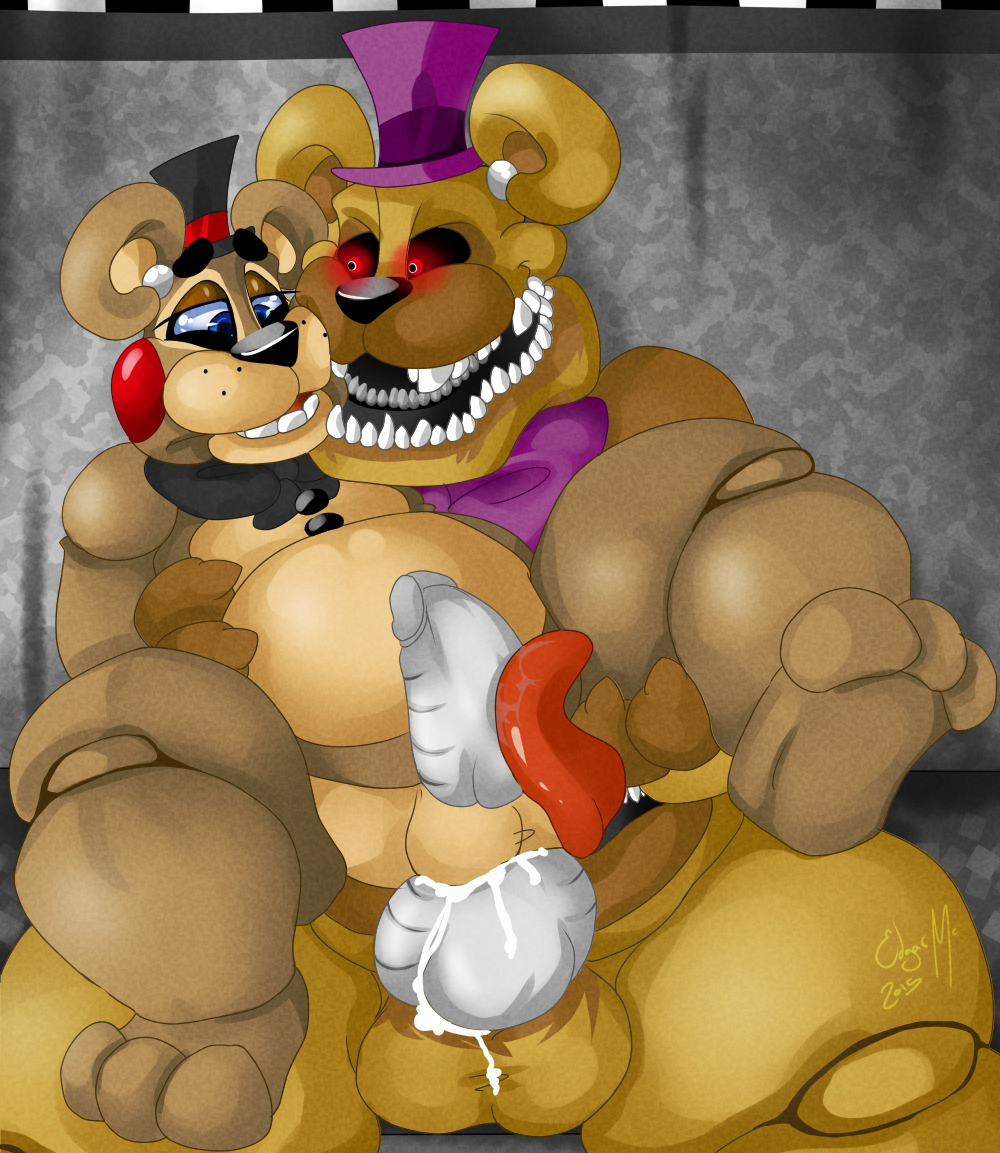 anal anal_sex animatronic anthro balls barefoot bear big_feet bow chubby cowgirl_position cum cum_in_ass cum_inside cum_on_balls cum_on_penis erection fellatio five_nights_at_freddy's five_nights_at_freddy's_2 five_nights_at_freddy's_4 fronnie frots furry_only gay glowing glowing_eyes half-closed_eyes headgear licking looking_down machine male male/male male_penetrated male_penetrating mammal metal_penis nightmare_fredbear_(fnaf) no_humans nude on_top open_mouth oral orgasm penetration penis robot saliva sex sharp_teeth sitting size_difference smile spread_legs spreading teeth thick_penis tongue tongue_out toy_freddy_(fnaf) video_games yaoi