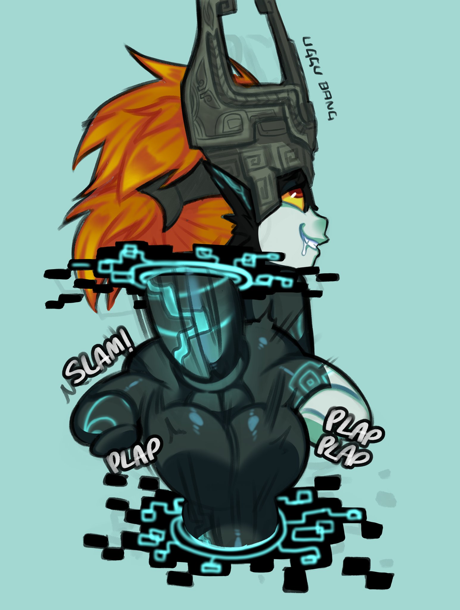 1dickgirl, anal, autopenetration, balls, dickgirl, erection, futa sans pussy, futanari, huge cock, humanoid, humanoid penis, imp midna, masturbation, midna, on stomach, penis, portal, portal (object), portal sex, self fuck, selfcest, standing, the legend of zelda, twilight princess, uggu bang