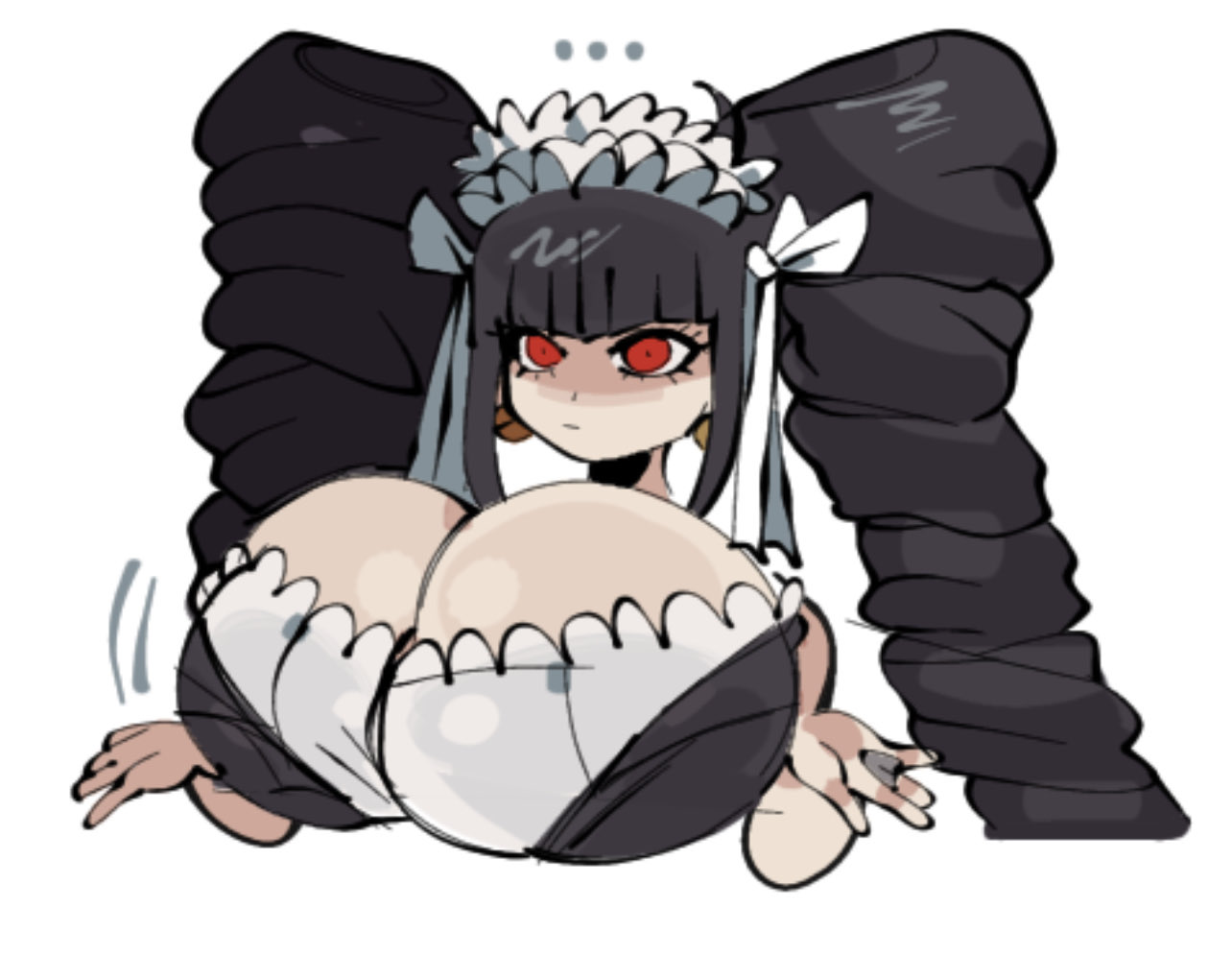 1girls, big breasts, black hair, breasts, busty, celestia ludenberg, clothing, danganronpa, danganronpa: trigger happy havoc, female, female only, goth, huge breasts, large breasts, looking at viewer, massive breasts, mstreetsamurai, pale skin, pale-skinned female, red eyes, solo