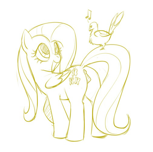 anus ass avian bird darkpandax duo edit equine female feral fluttershy_(mlp) friendship_is_magic horse mammal monochrome my_little_pony pegasus pony pussy simple_background sketch white_background wings