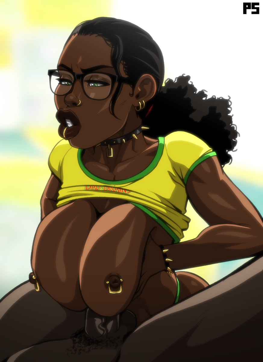 1boy, 1girls, 2025, african, balls, between breasts, big breasts, big lips, black hair, bracelet, breast squeeze, breasts, breasts out, busty, cleavage, clenched teeth, clothed, clothed female, clothing, collar, dark nipples, dark skin, dark-skinned dom, dark-skinned female, dark-skinned male, dark-skinned sub, duo, ear piercing, eyewear, female, foolymagooly, front view, genitals, glasses, green eyes, hair, human, human on human, human only, large breasts, lip piercing, lip ring, long hair, male, male/female, mammal, mature, mature female, mature male, melanie hazelton, nipple piercing, nipple rings, nipples, nose piercing, nose ring, original, original character, paizuri, partial male, partially clothed, penis, penis between breasts, piercing, plump lips, pubic hair, pumpkinsinclair, shirt, shirt up, spiked bracelet, spiked collar, straight, teeth, testicles, thick lips, unseen male face, very dark skin