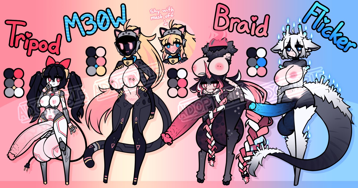 3futas, 4girls, adoptable, android, balls, big breasts, big penis, breasts, curvy, detachable head, dickgirl, female, futa only, futanari, huge balls, huge breasts, huge cock, intersex, limebreaker, model sheet, monster cock, monster girl, original, original character, original characters, penis, reference image, reference sheet, robot, robot girl, robot humanoid, thick thighs, unusual genitalia, voluptuous, wide hips