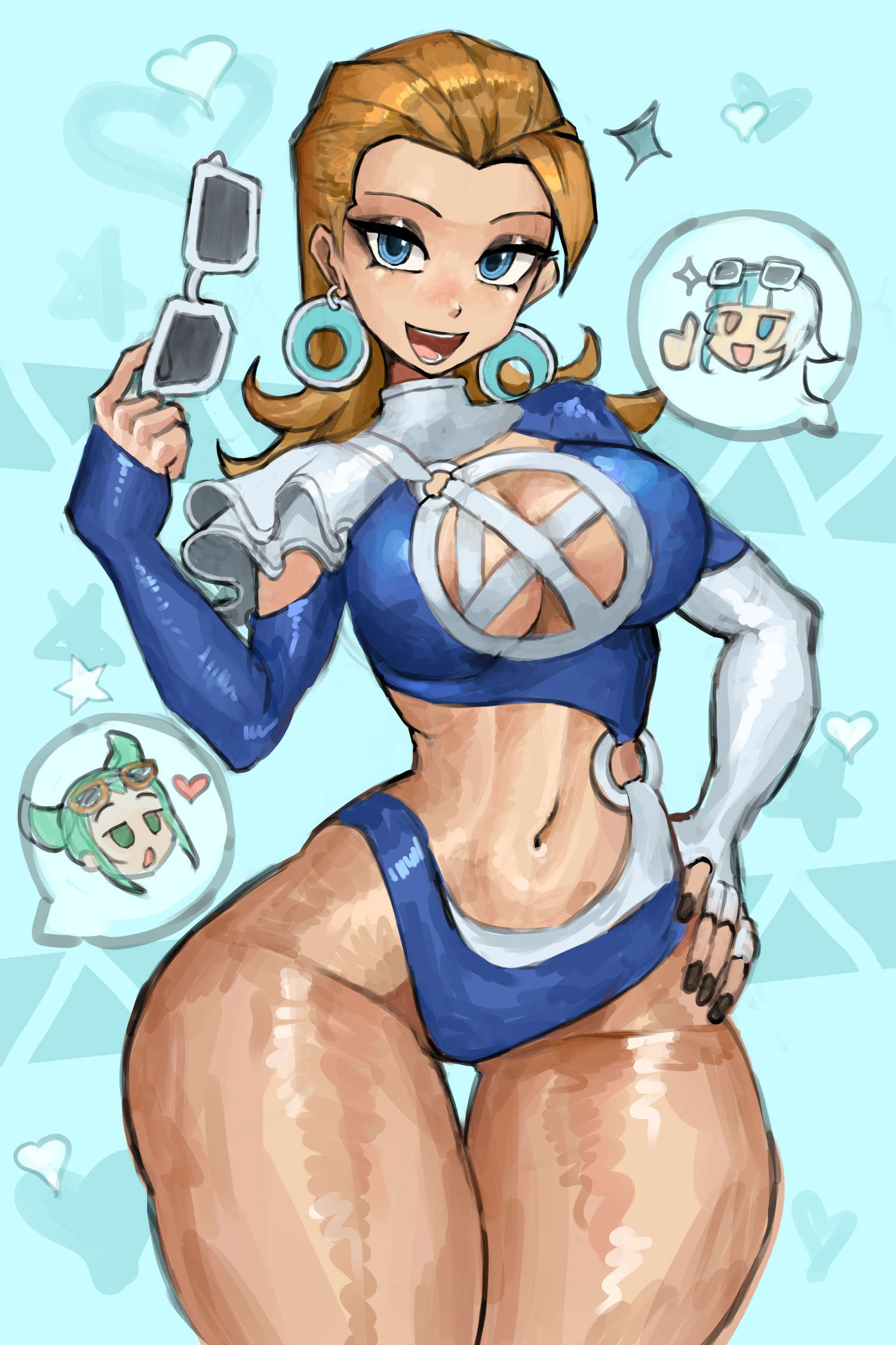 3girls, breasts, cleavage, fantastic four, female, female focus, female only, invisible woman, invisible woman (azure shade), invisible woman (marvel rivals), large breasts, light skin, light-skinned female, luna snow, luna snow (cool summer), luna snow (marvel rivals), mantis (marvel rivals), mantis (marvel), mantis (oceanic harmony), marvel, marvel comics, marvel rivals, multiple females, multiple girls, saiykik, sue richards, sue storm, swimsuit, thick thighs, thighs, wide hips