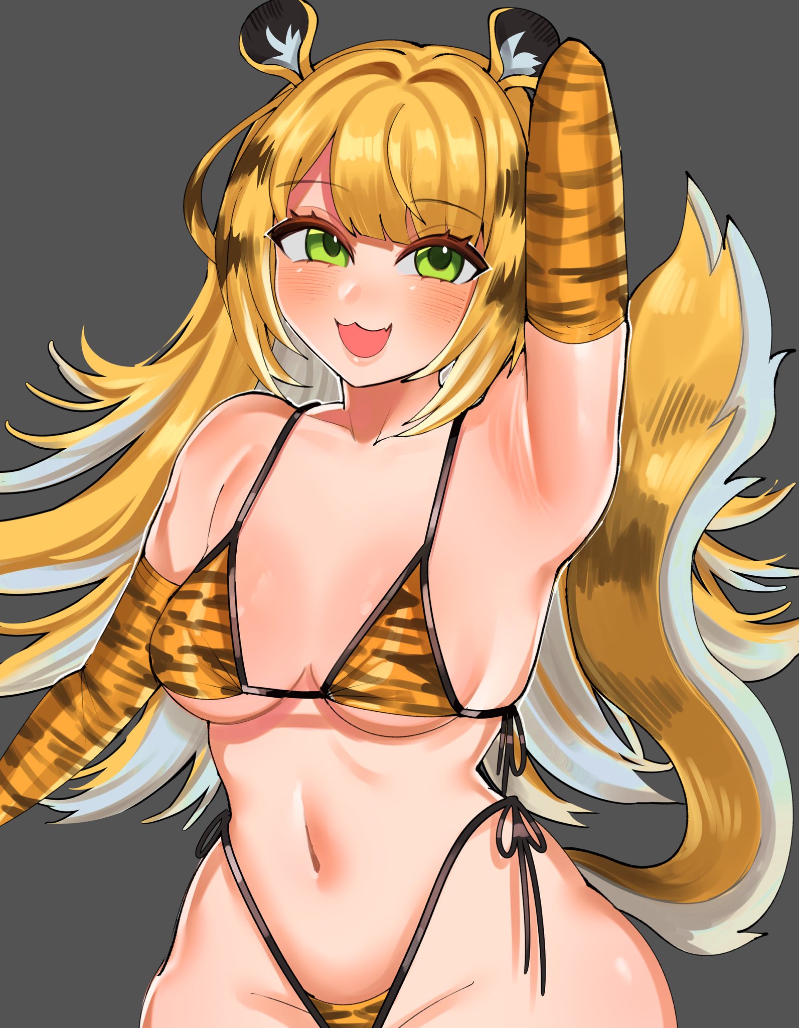 1girls, bikini, breasts, female, female focus, female only, ju fufu, ju fufu (zenless zone zero), leopard print, light skin, light-skinned female, looking at viewer, medium breasts, ruilumen, solo, swimsuit, wide hips, zenless zone zero