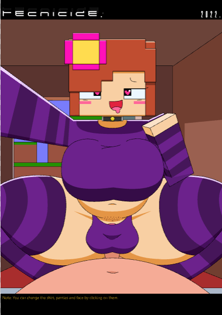 1boy 1futa bed big_breasts blush bulge chubby drooling futanari heart-shaped_pupils jenny_belle_(slipperyt) minecraft panties pov selfie sitting_on_penis sitting_on_person smiling_at_viewer tecnicide