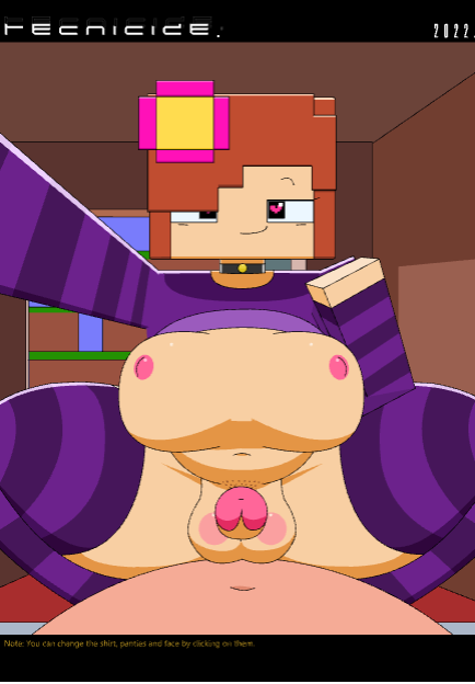 1boy 1futa bed big_breasts bottomless bulge chubby futanari jenny_belle_(slipperyt) minecraft nipples penis pov selfie shirt_lift shirt_up short_penis sitting_on_penis sitting_on_person small_penis smiling_at_viewer