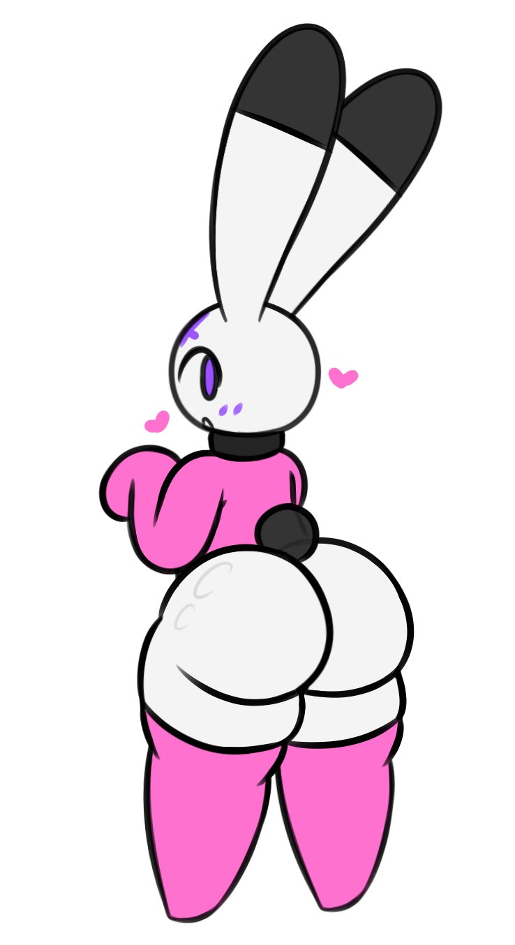 anthro ass_focus big_ass blank_background bottom_heavy bubble_butt bunny dumptruck_ass evilfiendish femboy fur furry heart huge_ass looking_back looking_back_at_viewer mare_(evilfiendish) pink_clothing purple_eyes thick_thighs thighhighs