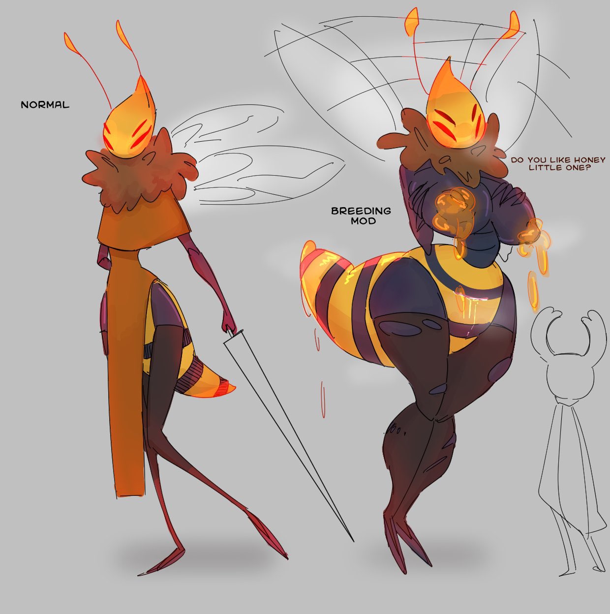 4_eyes antennae anthro anthro_only bee big_breasts bug bug_girl clothed dialog dialogue female female_focus female_only furry furry_female furry_only hollow_knight hymenopteran hymenopteran_humanoid infected infection insect_girl insect_humanoid insect_wings insects leaking multi_eye neck_fur neck_tuft orange_eyes protagonist_(hollow_knight) queen queen_bee queen_vespa sicksinner_(artist) stinger stinger_(anatomy) team_cherry thighhighs transformation voluptuous voluptuous_female wasp wasp_waist weapon wings