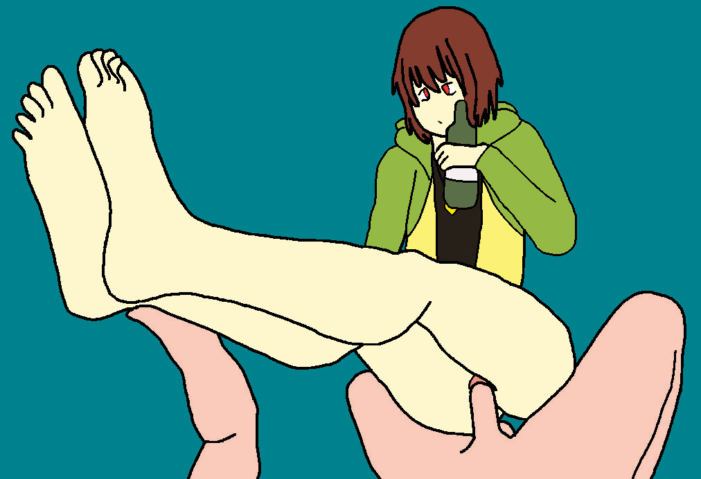 1boy 1girls ask_drunk_chara ass ass beer beer_bottle big_ass big_butt chara clothing drunk!chara feet female female_penetrated frisky_69 holding_leg jacket male male/female male_penetrating male_penetrating_female no_panties no_pants on_top red_eyes short_hair simple_background undertale undertale_(series) vaginal_penetration vaginal_penetration vaginal_sex