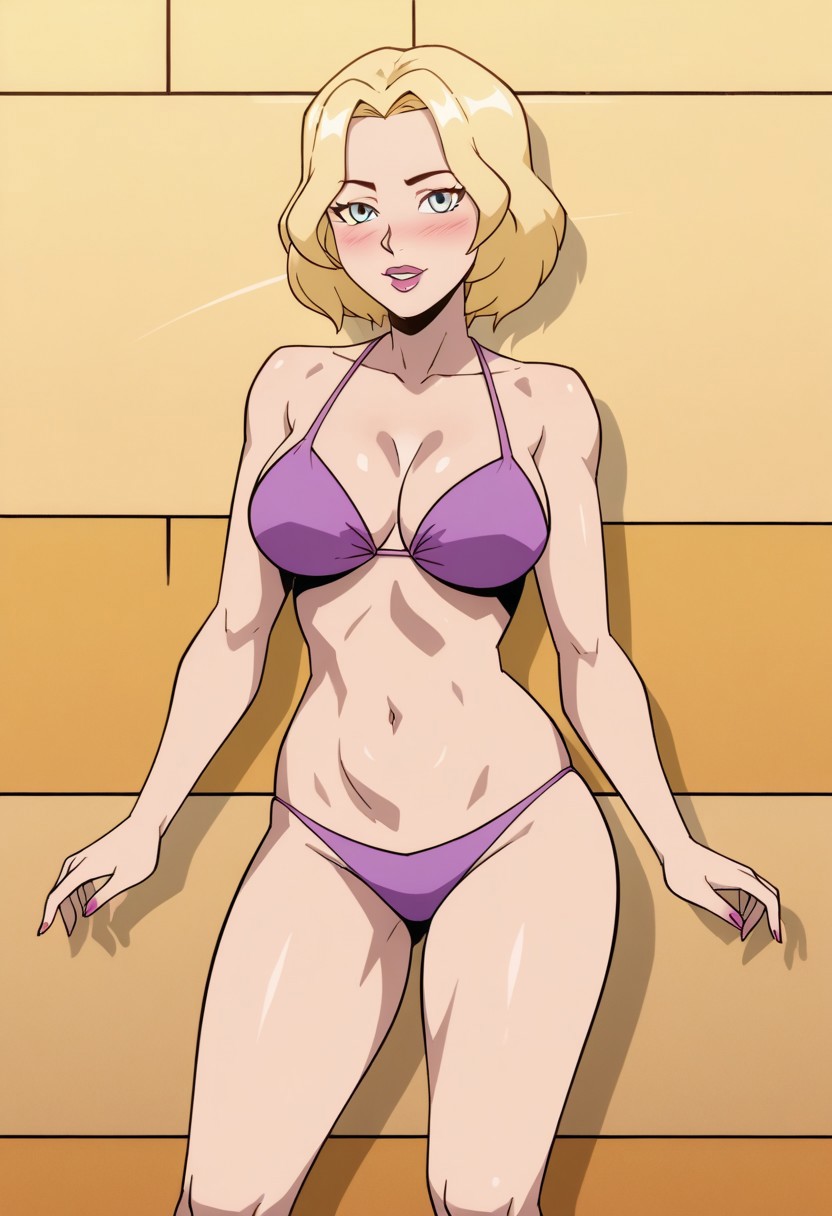 1girls ai_generated blonde_female blonde_hair bra breasts busty cleavage creature_commandos dc_comics dylstand819 female female_focus female_only ilana_rostovic lingerie lingerie_only looking_at_viewer panties short_hair smile solo solo_female underwear