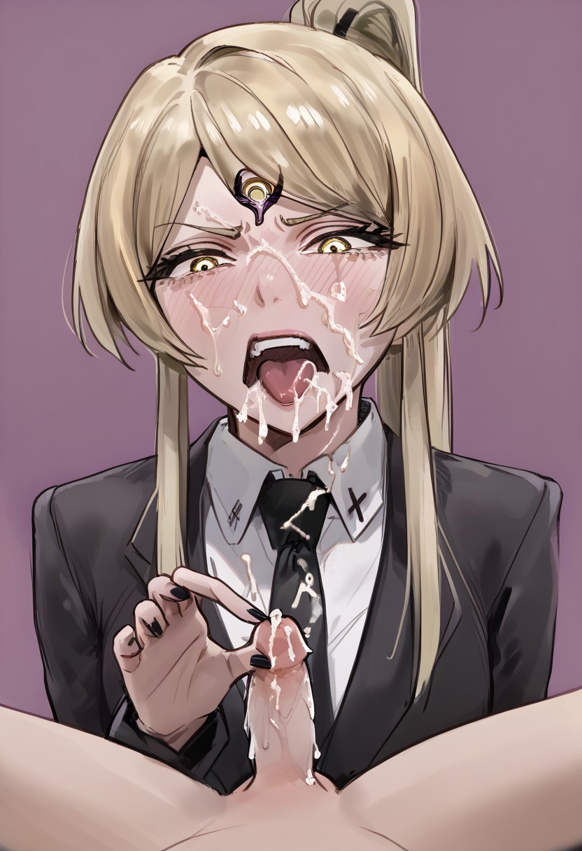 1boy 1girls after_fellatio after_sex ai_generated blonde_female charlotte_van_halen chinese_female cum cum_on_face female indie_virtual_youtuber penis ponytail self_upload small_breasts small_penis tagme tongue virtual_youtuber vtuber vtuberfanart women yellow_eyes