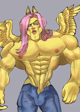 animation_meme art_trend artist_request flutterguy fluttershy_(mlp) human_artist humanization humanized humanized_pony instagram_source long_hair male meme meme_reference mlp_g5 muscular my_little_pony no_ai pink_hair shitpost solo solo_focus trend wtf yellow_body you_made_me_mlp_(meme)