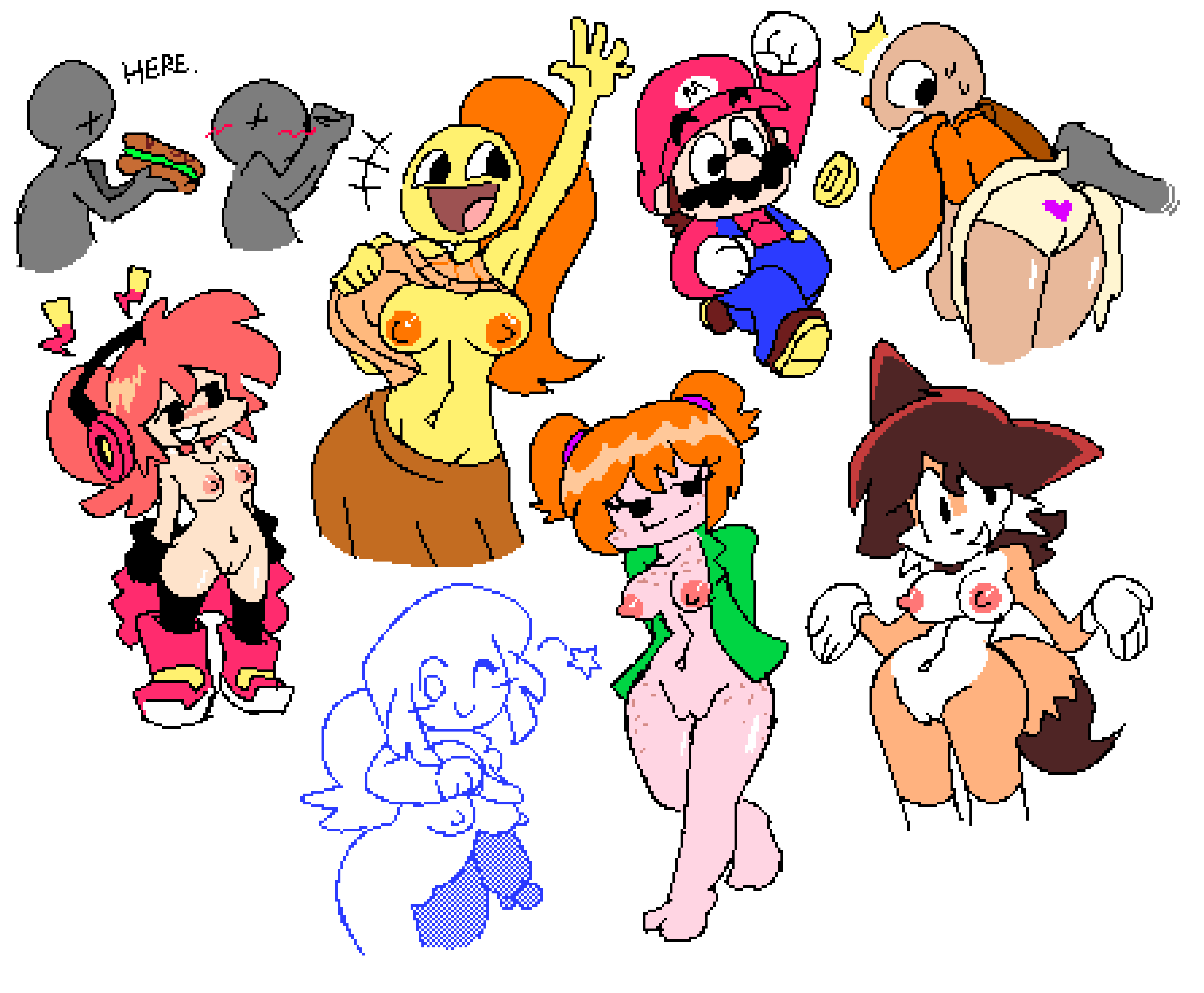 anonymous_character breasts d-side_girlfriend d-side_girlfriend_(dastarlydeacon) epic_face fnf fnf_mod friday_night_funkin friday_night_funkin_mod koi_(friday_night_funkin) koi_(siivkoi) mario mario_(series) nipples pixel_art pompom_(artcarrot) pussy stellar_harmony_(dozenrahyz) super_mario_bros.