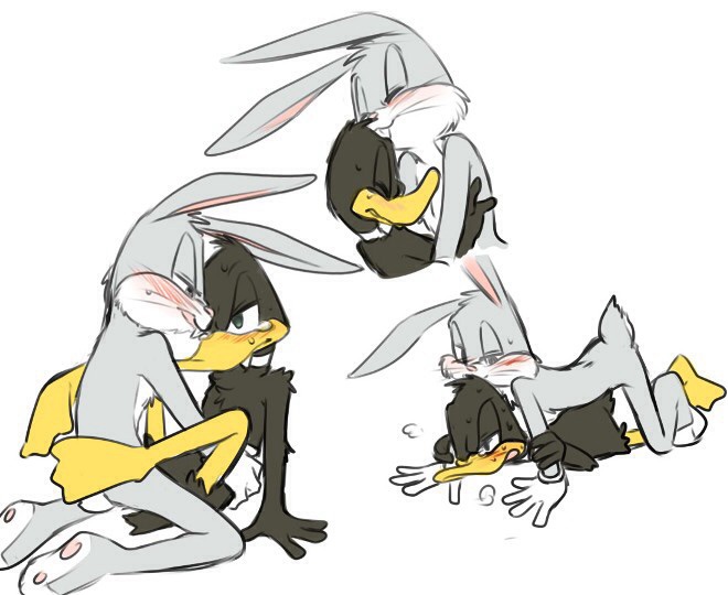 anal bugs_bunny daffy_duck looney_tunes male male_only mammal sex simple_background soft_feathers warner_brothers white_background yaoi zehn