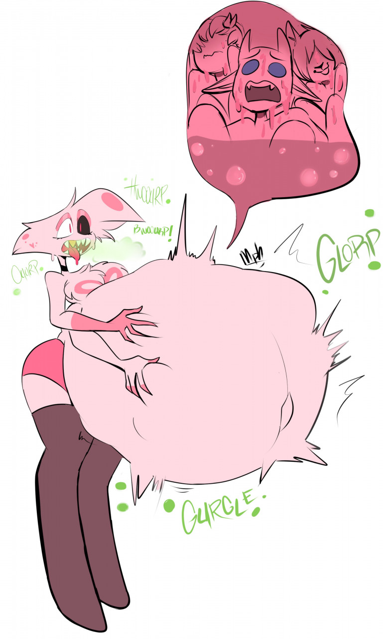 angel dust (hazbin hotel), burp, digestion, hazbin hotel, honeycoves, tagme, vore