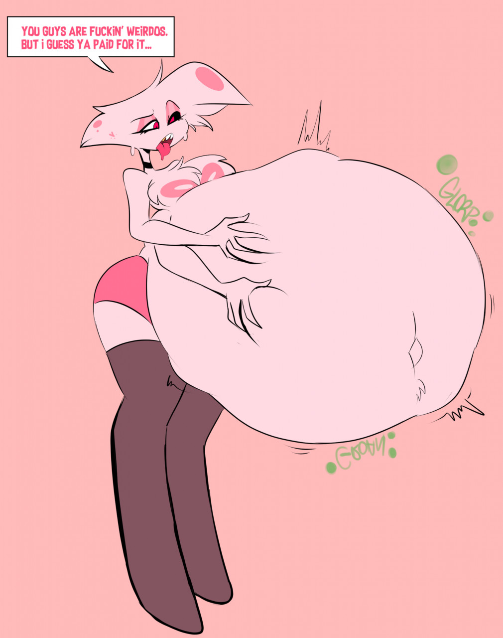 angel dust (hazbin hotel), dialogue, hazbin hotel, honeycoves, tagme, text, vore