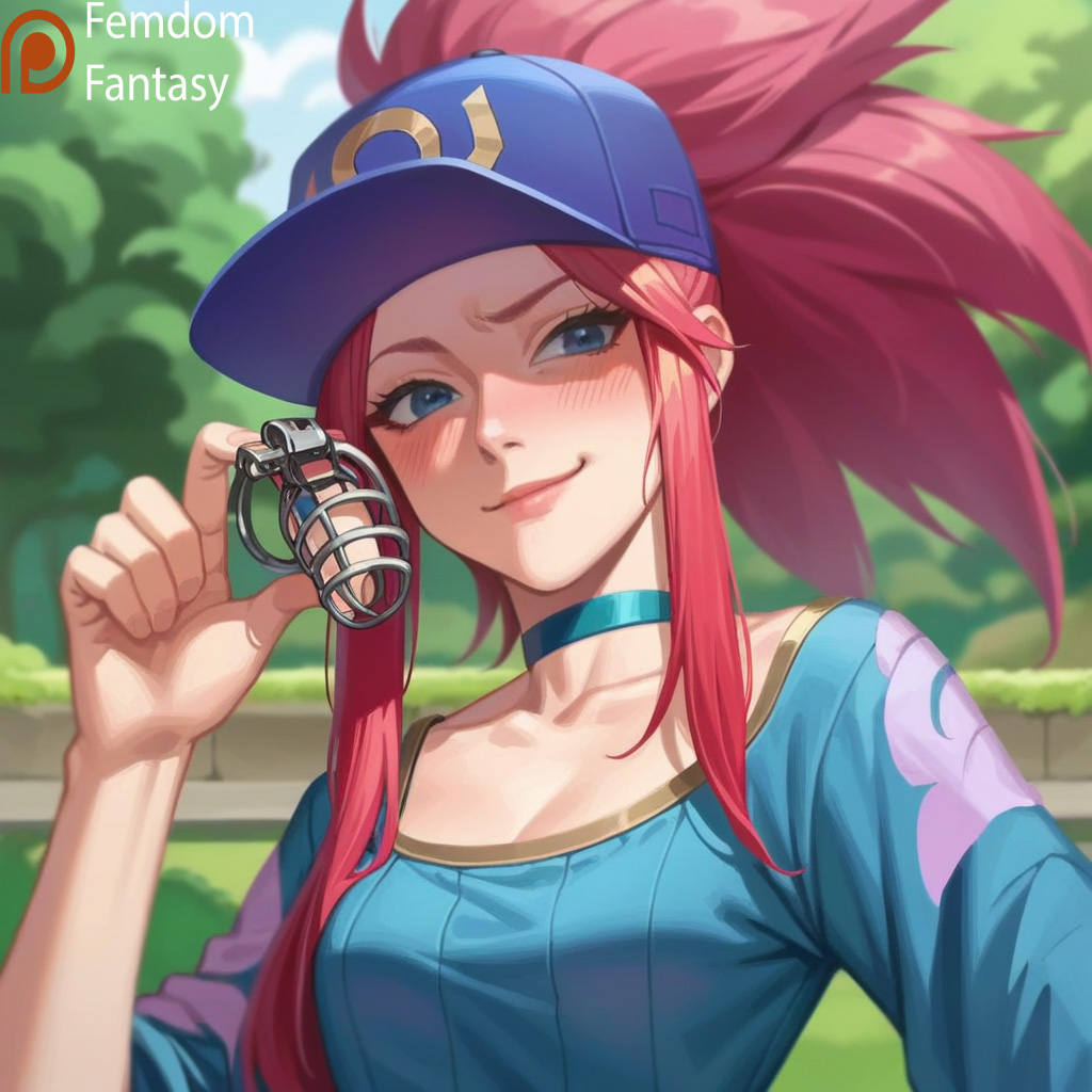 1girls ai_generated akali another cage chastity cocky device dominant domination dominatrix female femdom femdomfantasyai league_of_legends locked offering only slave smile solo submissive_male to viewer