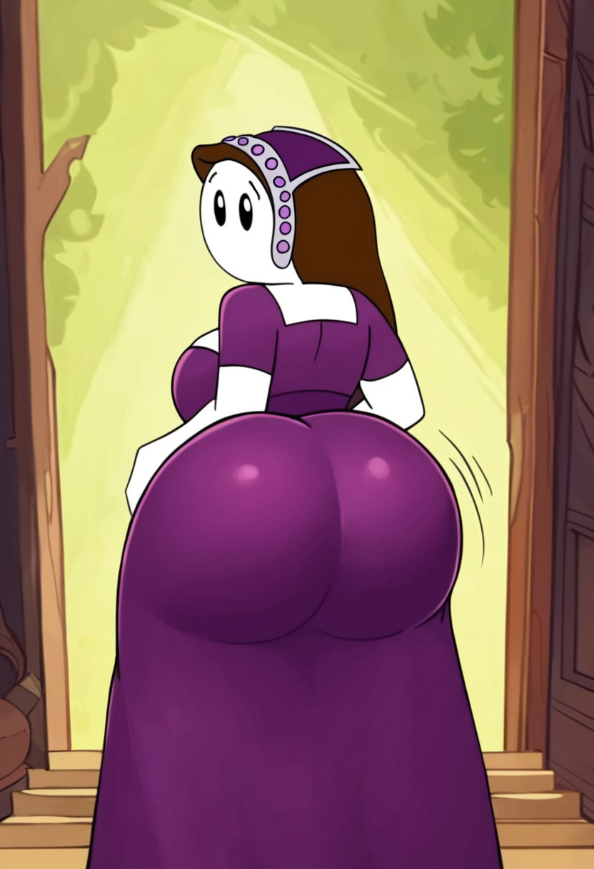 ai_generated brown_hair civitai dress female headwear huge_ass huge_breasts let_me_explain_studios purple_dress queen rebecca_parham simple_face solo tagme youtube youtuber