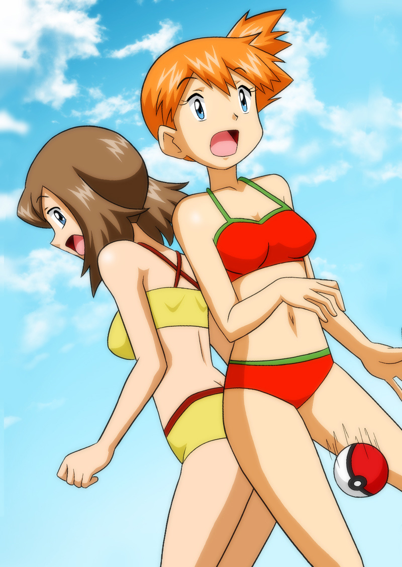 2girls bbmbbf bikini female human kasumi_(pokemon) may_(pokemon) nintendo palcomix pokemon pokepornlive