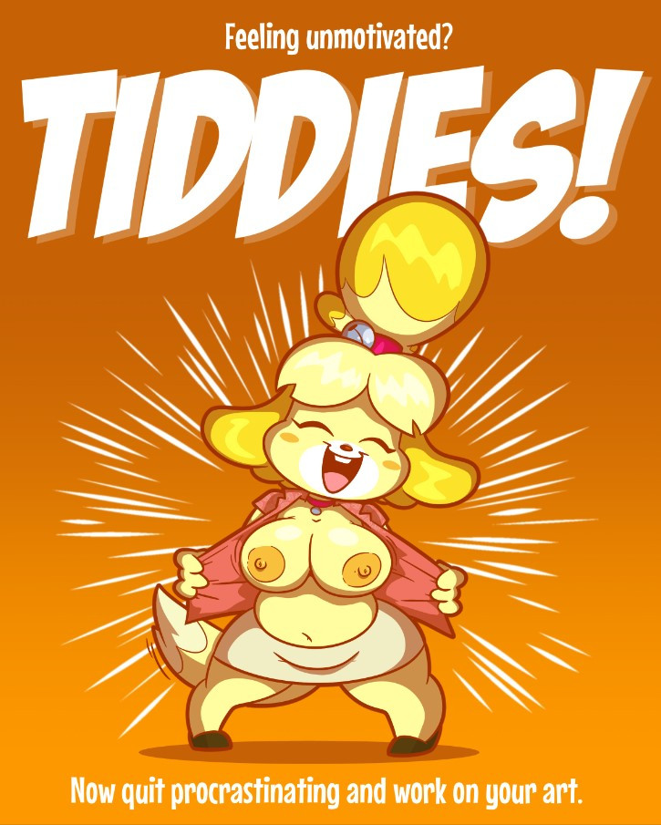 1girls animal_crossing breasts ceedoubleu chubby female flashing isabelle_(animal_crossing) nude tagme