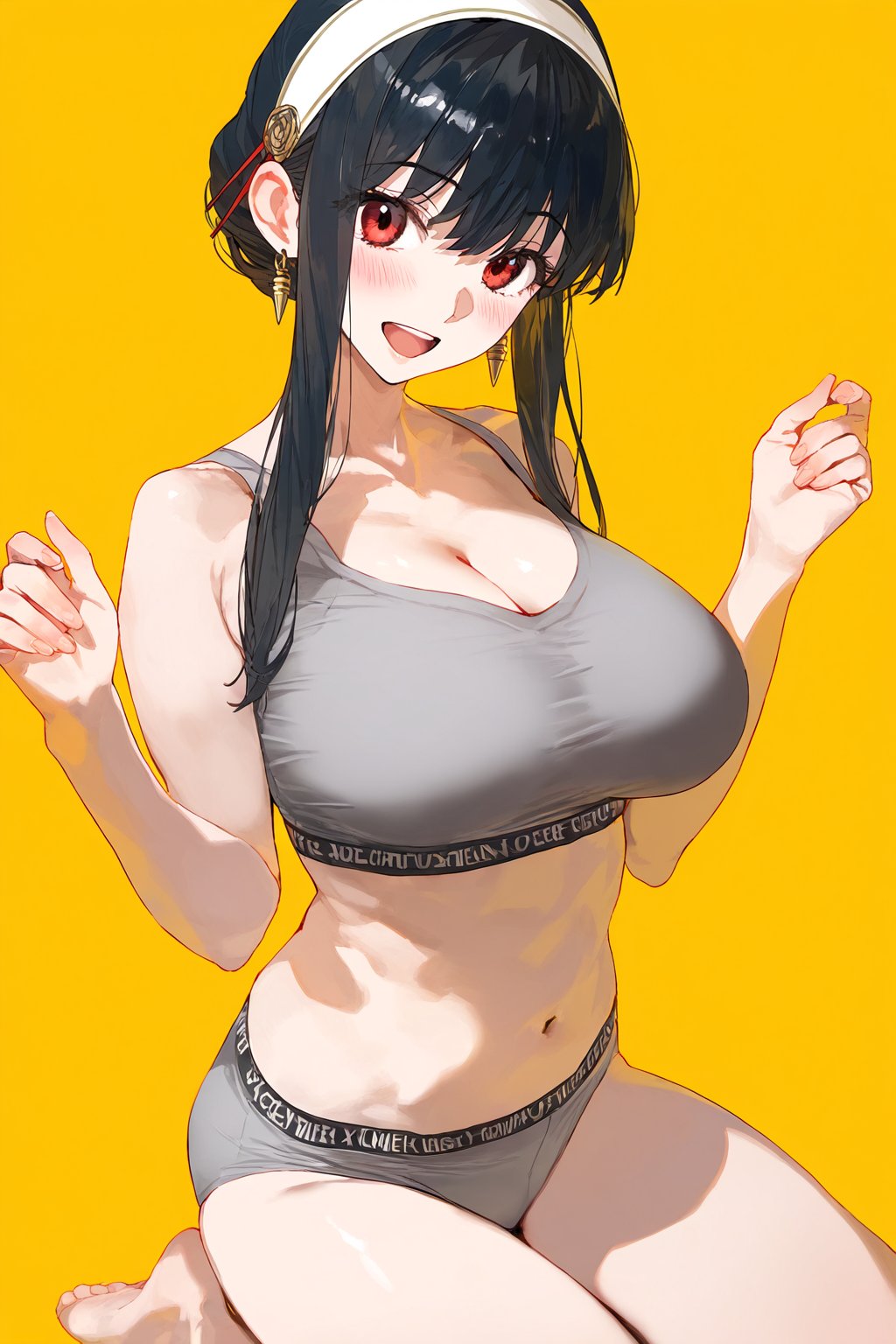 ai_assisted ai_generated big_breasts black_hair hodarake hourglass_figure lingerie lingerie_only long_hair looking_at_viewer red_eyes smiling_at_viewer spy_x_family tagme terta_(artist) thick thick_ass thick_thighs underwear wide_hips yor_briar yor_forger