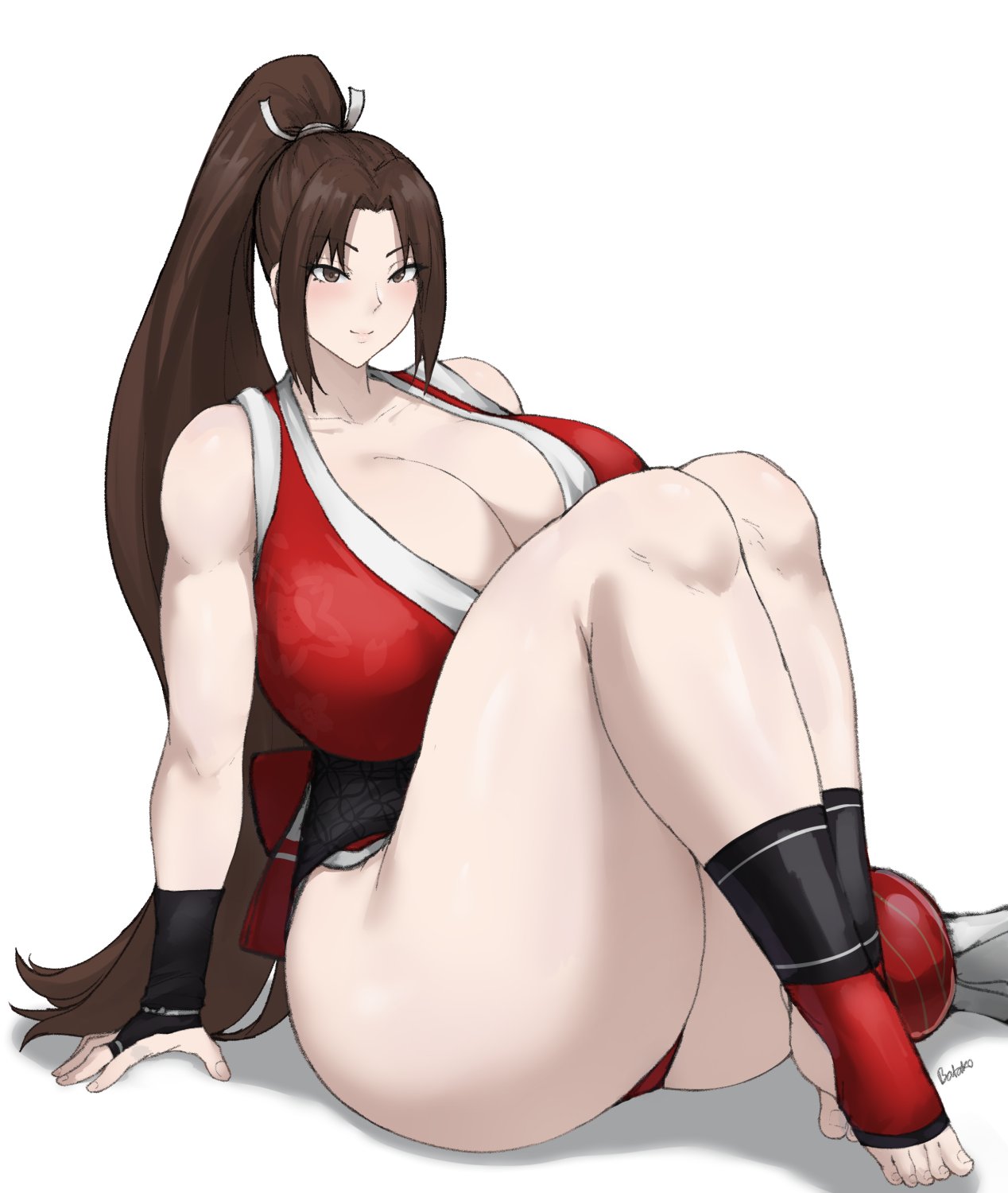 1girls ass bakaatako batako big_ass big_breasts big_butt breasts brown_hair brown_hair_female brunette_hair butt clothed clothed_female fatal_fury female_focus female_ninja female_only king_of_fighters kunoichi large_ass large_boobs large_breasts large_butt light-skinned_female light_skin looking_at_viewer mai_shiranui ninja ninja_girl pony pony_tail shinobi sitting snk solo solo_female solo_focus thick_thighs thighs