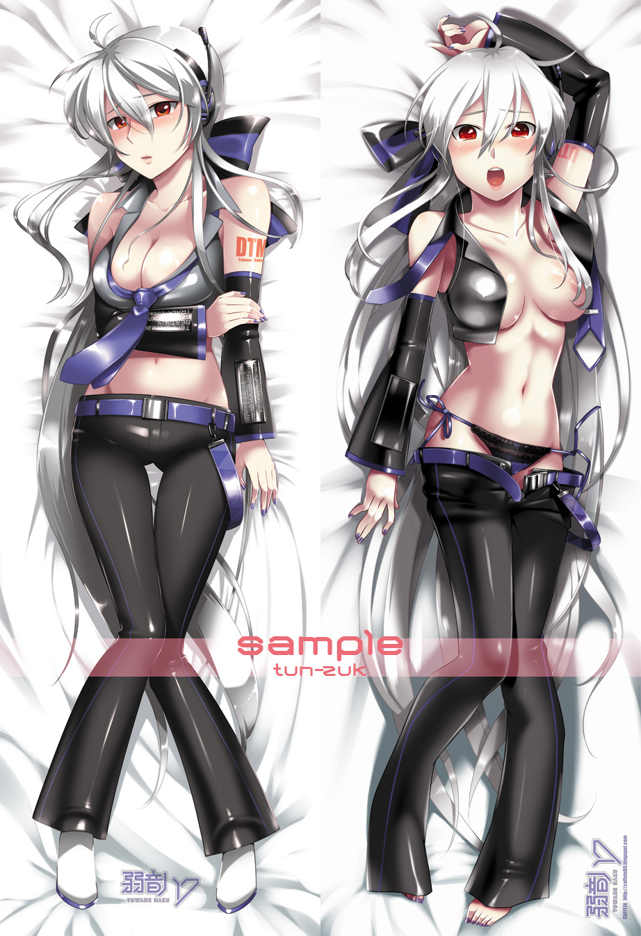 breast caffein grey_hair red_eye sample side-tie_panties undressing vocaloid yowane_haku