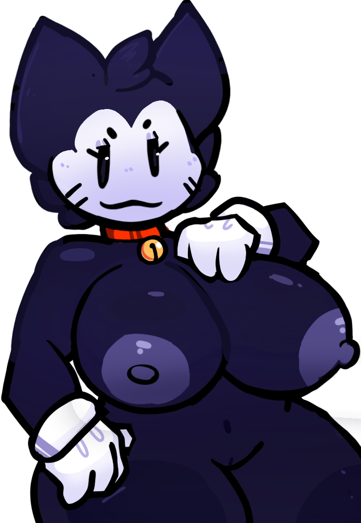 black_body black_fur chubby_female el_cherry furry kit_(brawl_stars)