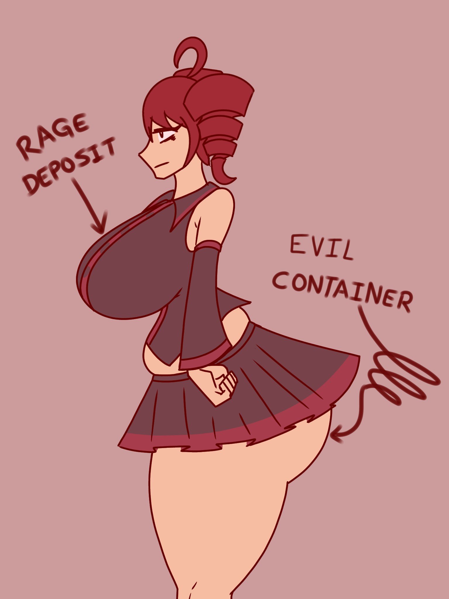 1girls, 2d, 2d (artwork), ahoge, ass, ass bigger than head, ass bigger than torso, ass focus, belly, big ass, big belly, big breasts, big thighs, breasts, breasts bigger than head, breasts bigger than torso, breasts focus, bubble butt, clothed, clothed female, clothing, curvaceous, curvy, curvy female, curvy figure, detached sleeves, english text, evil container, exposed ass, exposed belly, eyelashes, fat ass, fat breasts, fat thighs, female, female only, fully clothed, gigantic ass, gigantic breasts, gigantic thighs, hourglass figure, huge ass, huge breasts, huge thighs, ineffective clothing, ineffective skirt, kapaz0110, kasane teto, large ass, large breasts, large thighs, massive ass, massive breasts, massive thighs, meme, meme reference, miniskirt, no panties, plump, plump ass, plump breasts, plump thighs, red eyes, red hair, round ass, side view, simple background, skirt, solo, solo female, text, thick ass, thick thighs, thighs, thighs bigger than head, thighs bigger than torso, twin drills, utau, visible ass, voluptuous, voluptuous female, wide hips