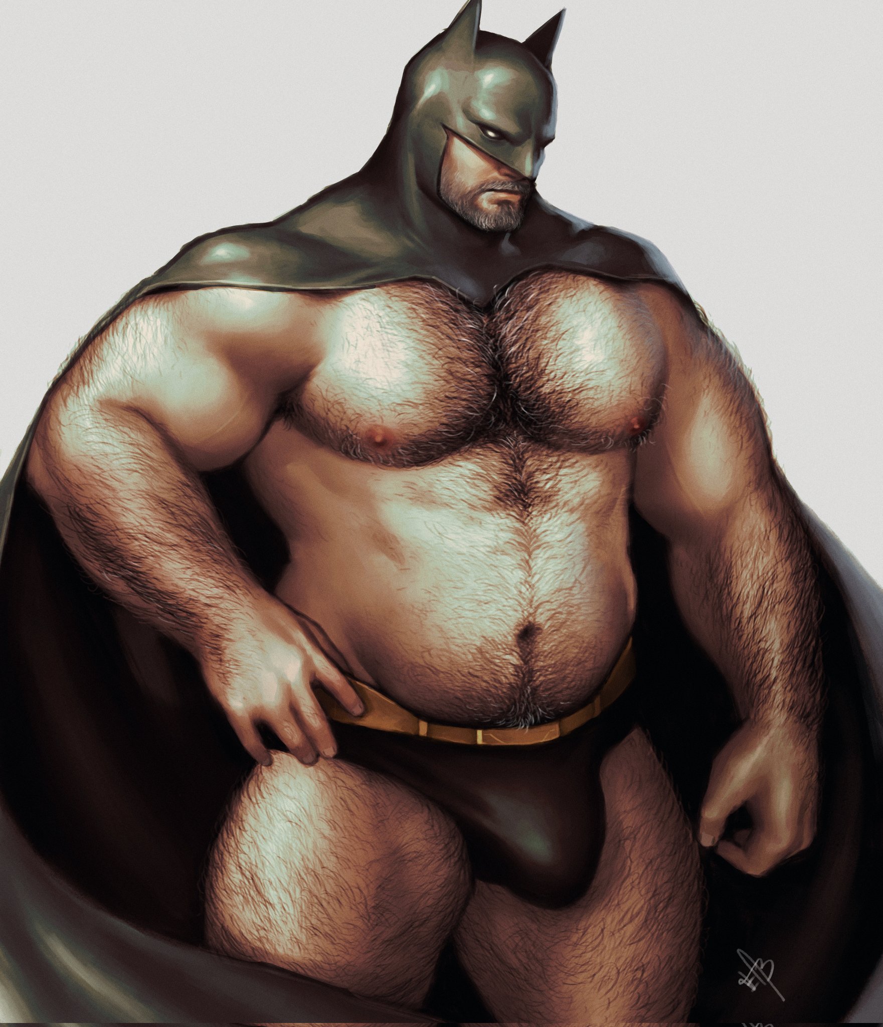 bara, batman, batman (bruce wayne), batman (series), big pecs, blumnight, bruce wayne, bulge, chest hair, dc, dc comics, gay, hairy, hairy chest, male, male only, mask, masked, masked male, solo, thong