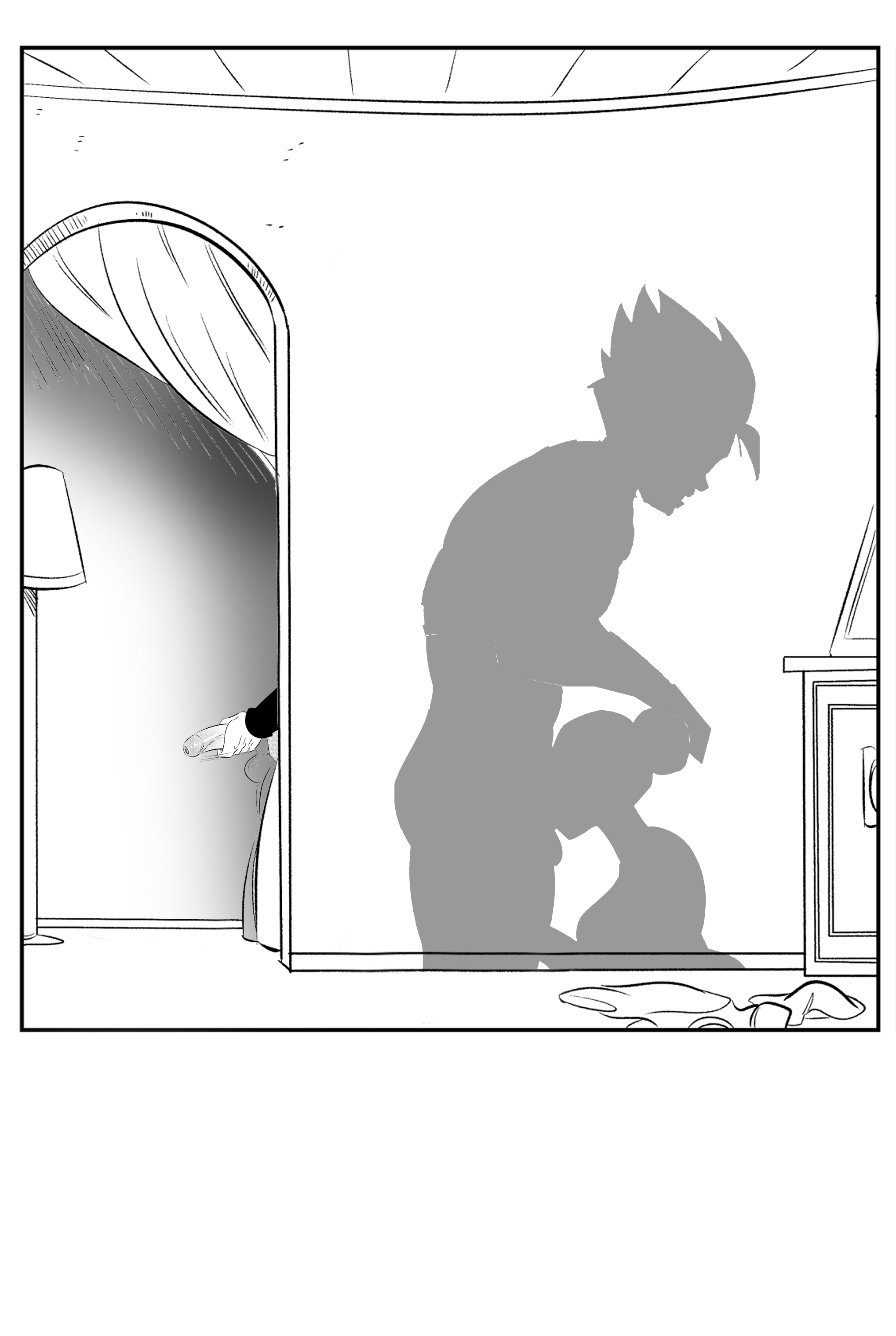 character in background, cheating, cheating female, cheating wife, chichi, dragon ball, edit, funsexydragonball, incest, mother and son, sillouette, son gohan