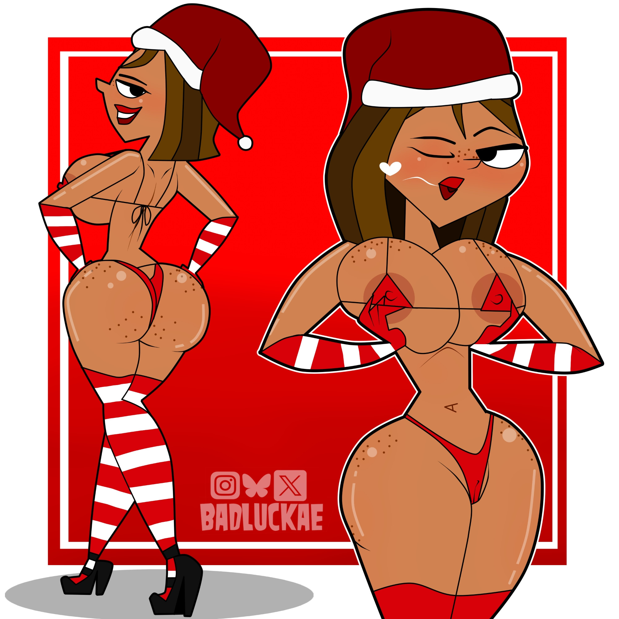 2d, badluckae, bikini, christmas, christmas outfit, courtney (tdi), female, total drama island