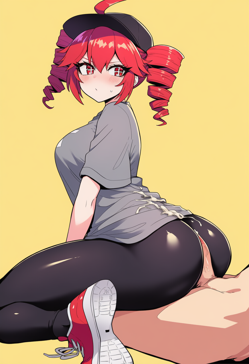 + +, 1boy, 1girls, ahoge, ahoge through hat, ai generated, annoyed, annoyed expression, ass, ass focus, assjob, back, back view, big ass, big breasts, big thighs, blush, blush lines, breasts, bubble butt, buttjob, clothed, clothed female, clothed female nude male, clothing, cum, cum on clothes, curvaceous, curvy, curvy female, curvy figure, dry humping, ejaculation, eyelashes, fat ass, female, female on top, fully clothed, grey shirt, hat, huge ass, huge thighs, humping, kasane teto, kasane teto (sv), large ass, large breasts, large thighs, leggings, long eyelashes, looking back, male, massive ass, mv character, nude, nude male, offscreen male, override (synthesizer v), partial male, penis, penis between ass, plump, plump ass, red eyes, red hair, round ass, shiny clothes, shirt, shoes, sideboob, simple background, sitting, sitting on lap, sitting on person, slim waist, smile, sneakers, stained clothes, straight, sweat, sweatdrop, sweating, synthesizer v, thick ass, thick thighs, thighs, tight clothing, tight leggings, tight pants, twin drills, utau, voluptuous, voluptuous female, wide hips, yellow background, yoga pants