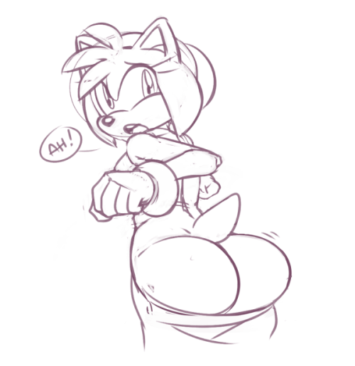 amy_rose anthro ass female female_only fur hedgehog solo sonic_(series) squidapple surprised