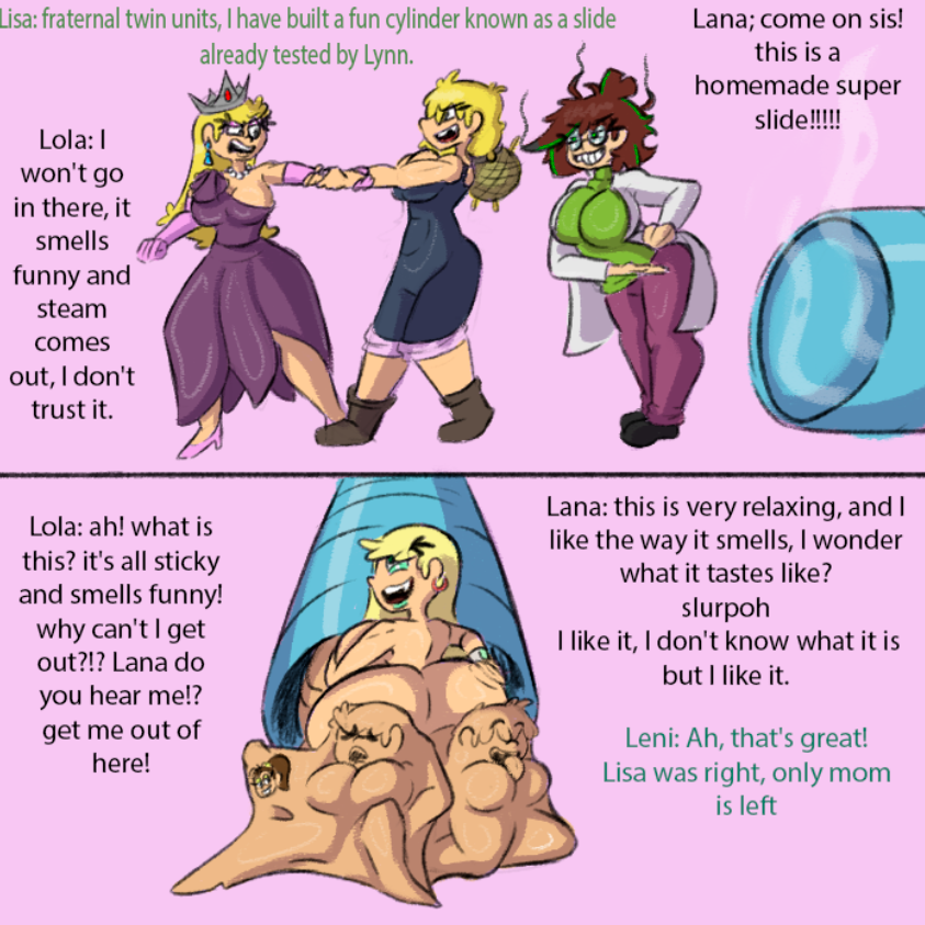 1futa 3girls aged_up alternate_version_available balls_vore big_balls big_breasts blonde_hair english_text fetish futanari glasses lana_loud leni_loud lisa_loud lola_loud long_hair short_hair the_loud_house voraciouscake vore xsherlock420_(artist)