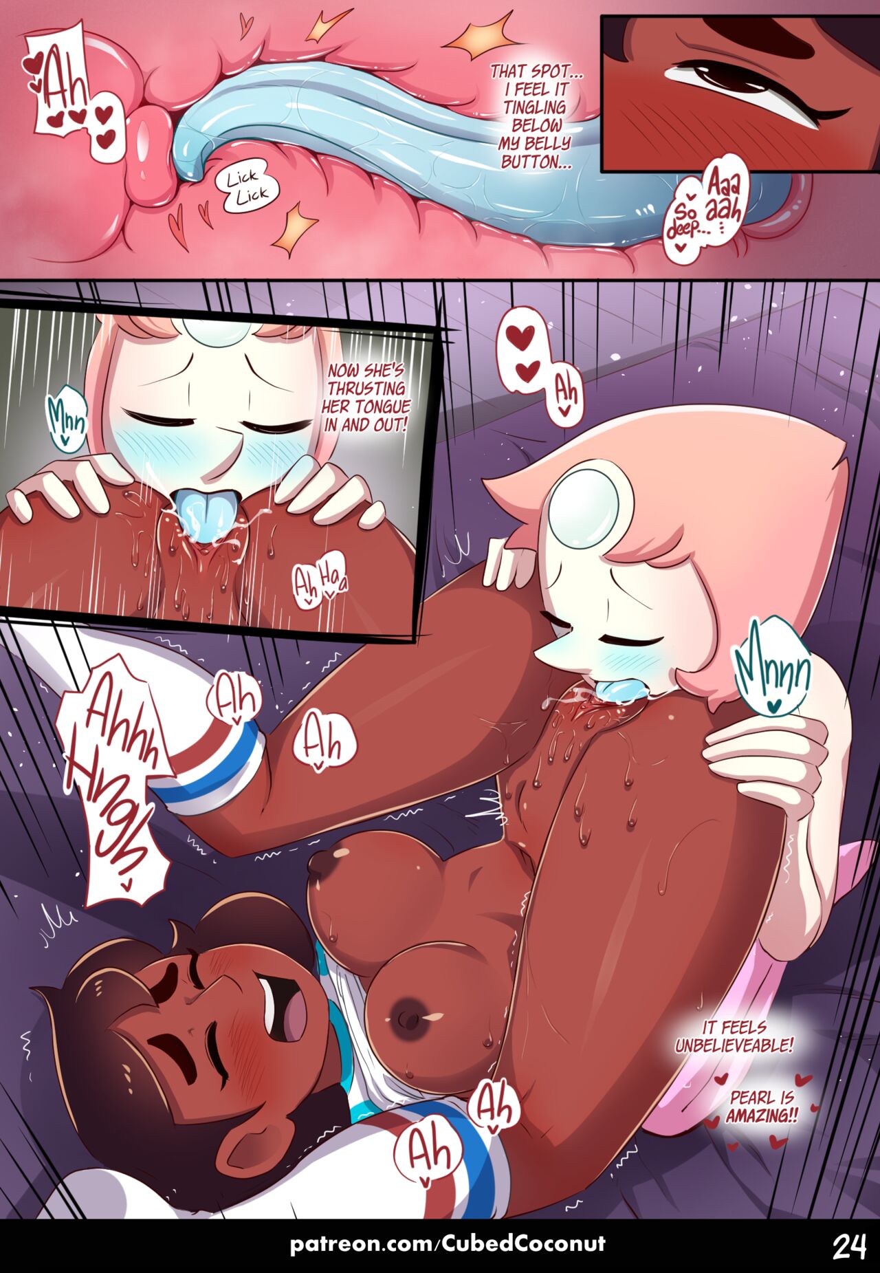 breasts, cartoon network, comic, connie maheswaran, cubedcoconut, devouring pussy, female, female only, fucked silly, gem (species), lesbian, lesbian sex, nipples, pearl (steven universe), pussy, steven universe, yuri